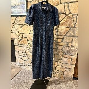 Joie Navy Leopard Print Long Sleeve Dress